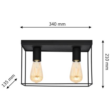 Lampa sufitowa FINN 2xE27/15W/230V czarna