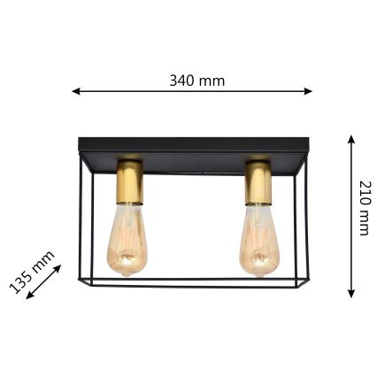 Lampa sufitowa FINN 2xE27/15W/230V czarna/złota