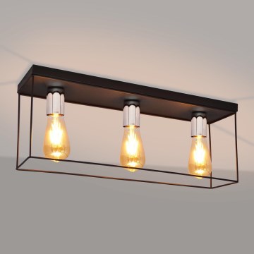 Lampa sufitowa FINN 3xE27/15W/230V czarna/chrom błyszczący