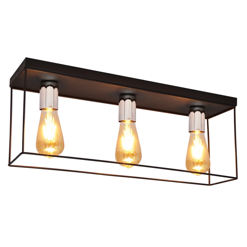 Lampa sufitowa FINN 3xE27/15W/230V czarna/chrom błyszczący