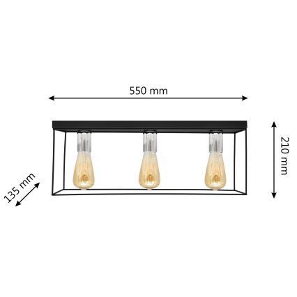 Lampa sufitowa FINN 3xE27/15W/230V czarna/chrom