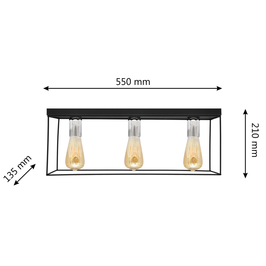 Lampa sufitowa FINN 3xE27/15W/230V czarna/chrom błyszczący