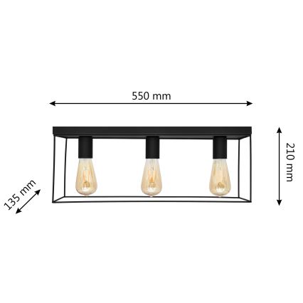 Lampa sufitowa FINN 3xE27/15W/230V czarna