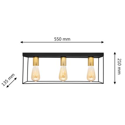 Lampa sufitowa FINN 3xE27/15W/230V czarna/złota