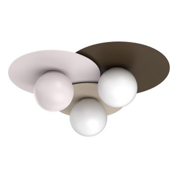 Lampa sufitowa FLAT 3xE27/15W/230V 55x60 cm beżowa/kremowa/burgundowa
