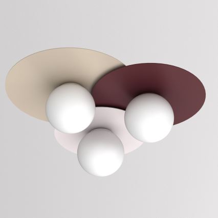 Lampa sufitowa FLAT 3xE27/15W/230V 55x60 cm beżowy/kremowy/burgundowy