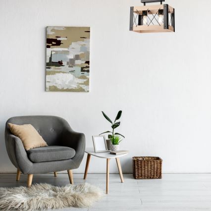 Lampa sufitowa FRIDA 2xE27/60W/230V czarne/beżowe buk