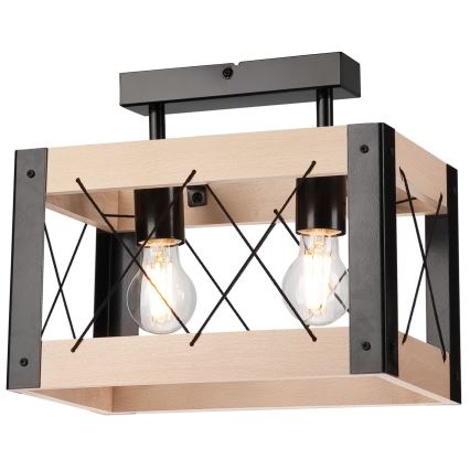 Lampa sufitowa FRIDA 2xE27/60W/230V czarne/beżowe buk