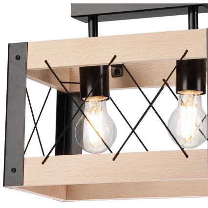 Lampa sufitowa FRIDA 2xE27/60W/230V czarne/beżowe buk