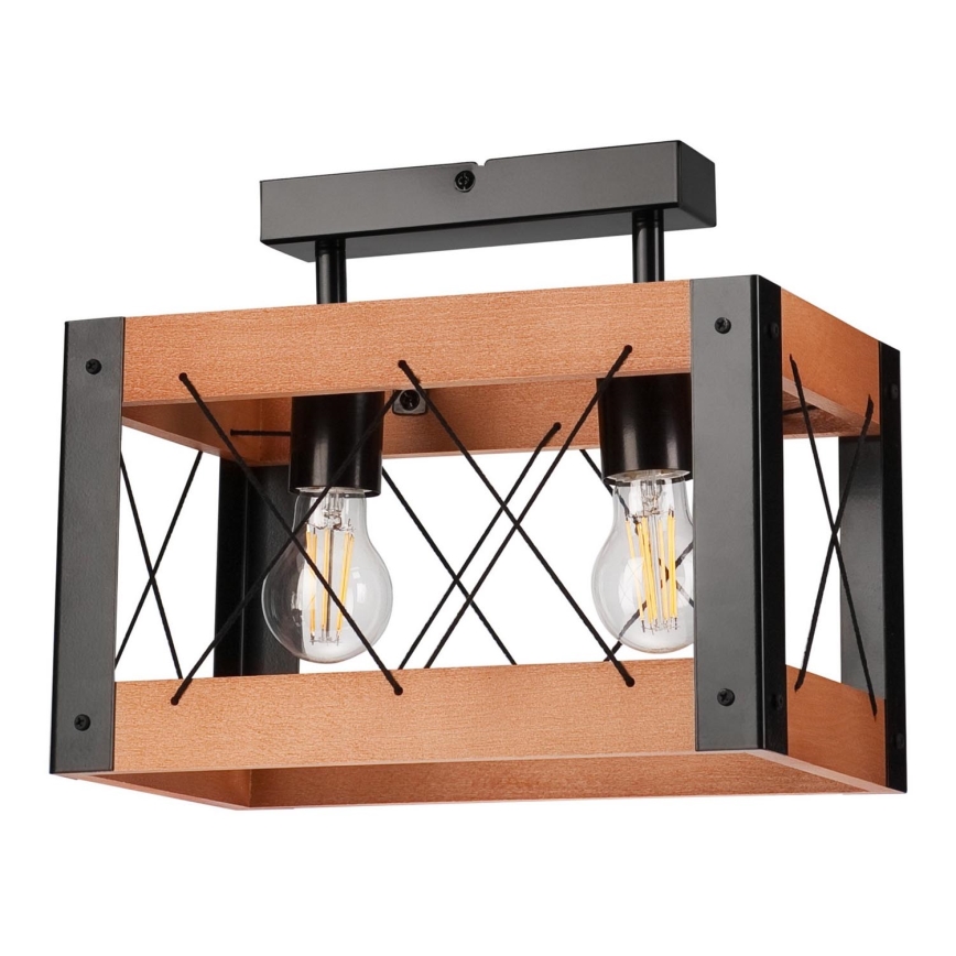Lampa sufitowa FRIDA 2xE27/60W/230V czarne/brązowe buk