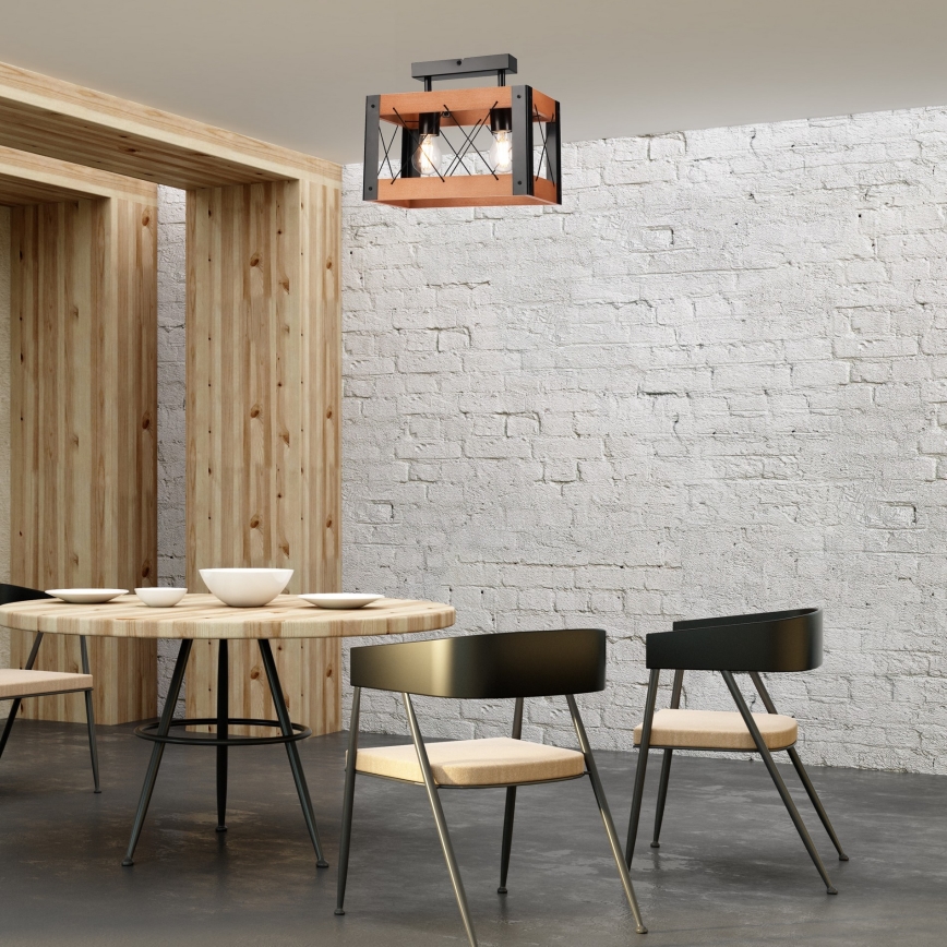 Lampa sufitowa FRIDA 2xE27/60W/230V czarne/brązowe buk
