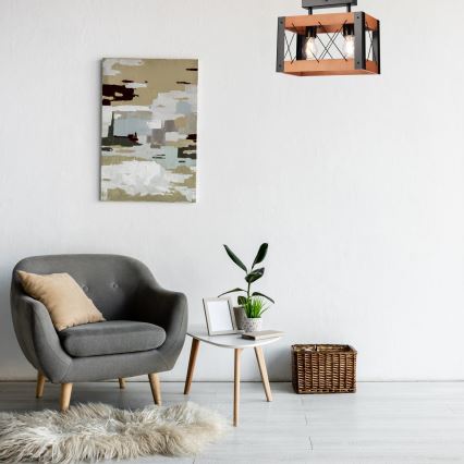 Lampa sufitowa FRIDA 2xE27/60W/230V czarne/brązowe buk