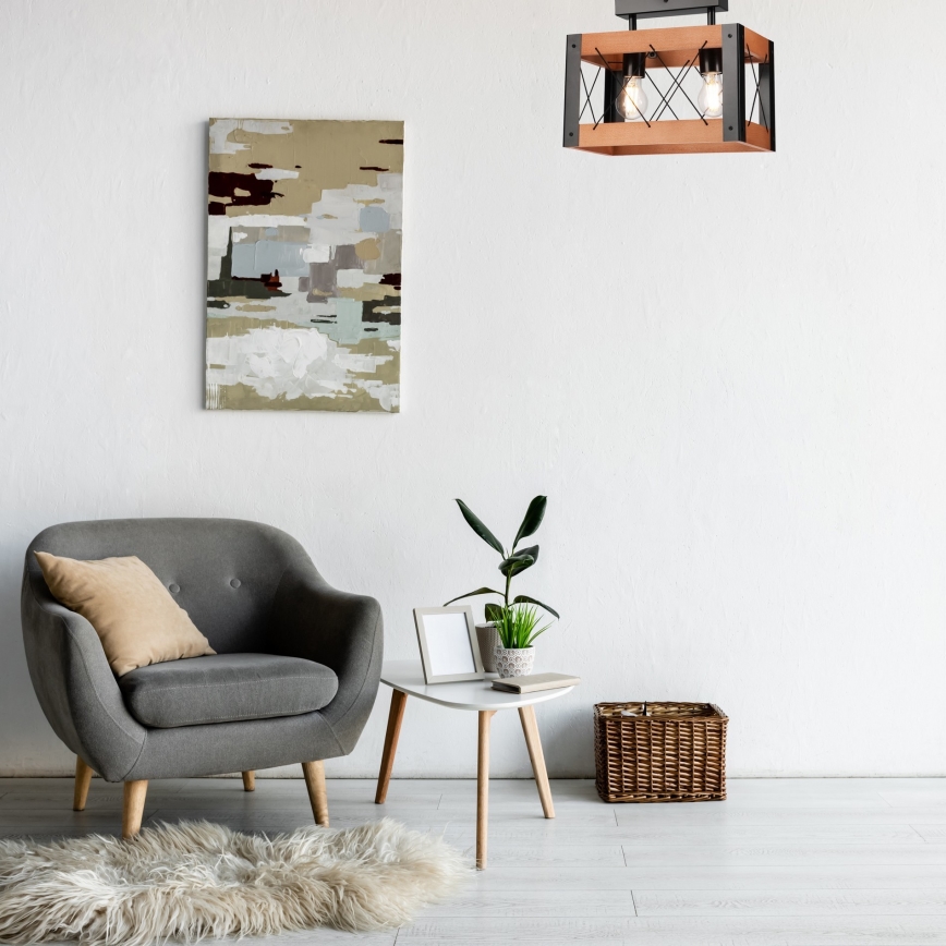 Lampa sufitowa FRIDA 2xE27/60W/230V czarne/brązowe buk