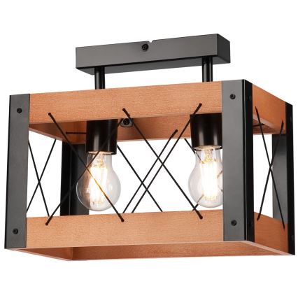 Lampa sufitowa FRIDA 2xE27/60W/230V czarne/brązowe buk