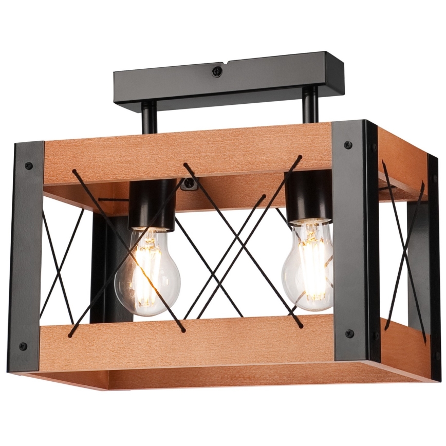 Lampa sufitowa FRIDA 2xE27/60W/230V czarne/brązowe buk