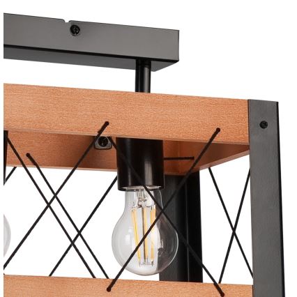 Lampa sufitowa FRIDA 2xE27/60W/230V czarne/brązowe buk