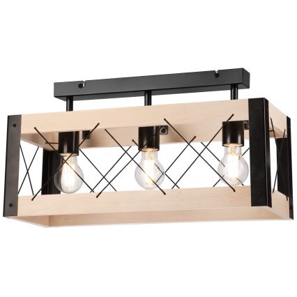 Lampa sufitowa FRIDA 3xE27/60W/230V czarne/beżowe buk