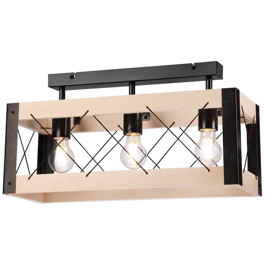 Lampa sufitowa FRIDA 3xE27/60W/230V czarne/beżowe buk