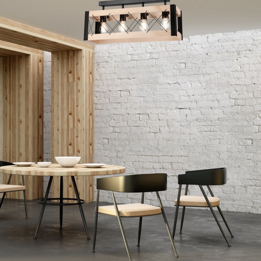 Lampa sufitowa FRIDA 4xE27/60W/230V czarne/beżowe buk