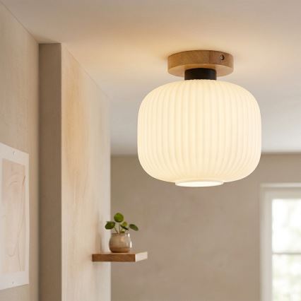 Lampa sufitowa HARMA WOOD 1xE27/15W/230V dąb/biały śr. 25 cm