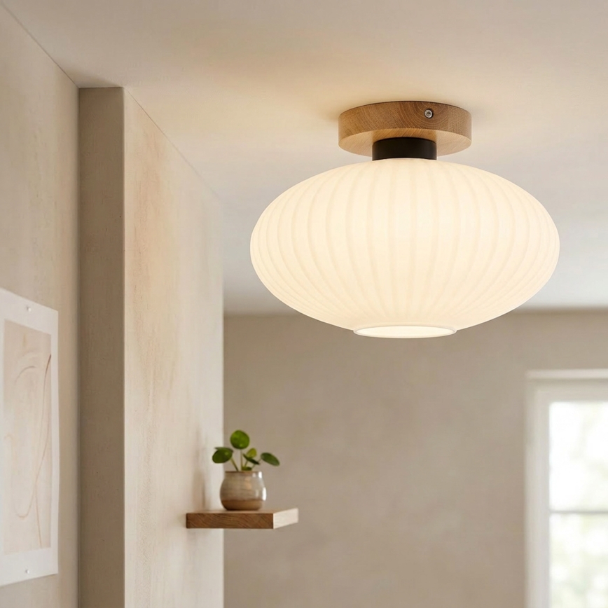 Lampa sufitowa HARMA WOOD 1xE27/15W/230V dąb/biały Ø 30 cm