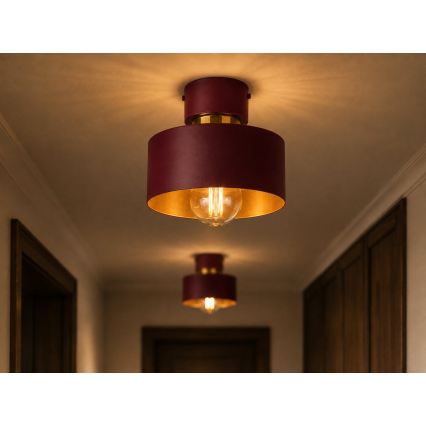 Lampa sufitowa IGNIA 1xE27/60W/230V bordowa/złota