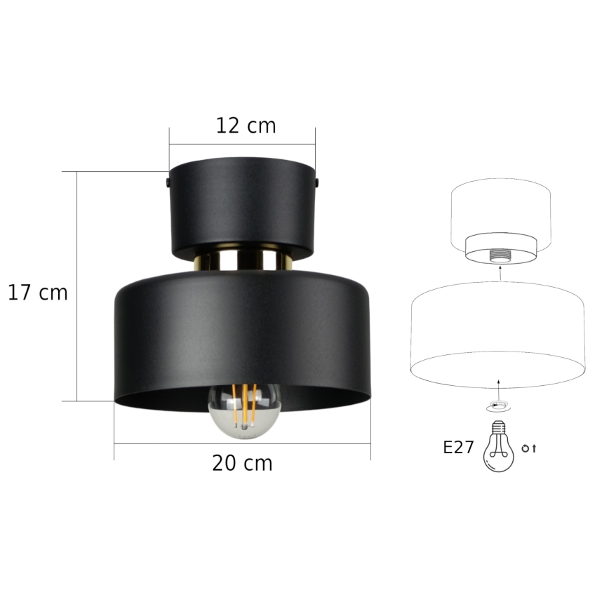 Lampa sufitowa IGNIA 1xE27/60W/230V czarna/złota
