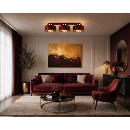 Lampa sufitowa IGNIA 3xE27/60W/230V bordowa/złota