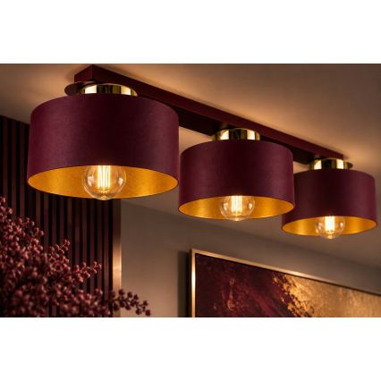 Lampa sufitowa IGNIA 3xE27/60W/230V bordowa/złota