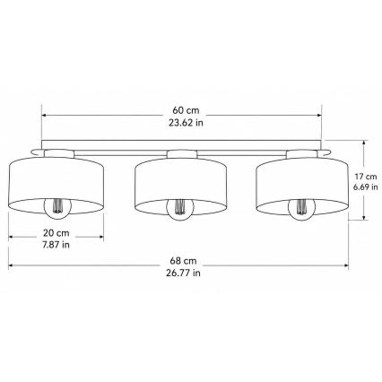 Lampa sufitowa IGNIA 3xE27/60W/230V bordowa/złota