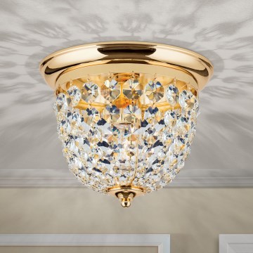 Lampa sufitowa kryształowa PLAFOND 1xE27/40W/230V śr. 26 cm złoty