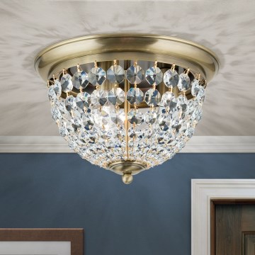 Lampa sufitowa kryształowa PLAFOND 3xE27/40W/230V śr. 35 cm brąz
