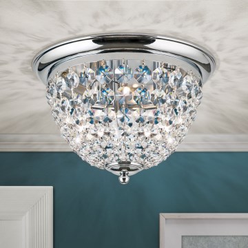 Lampa sufitowa kryształowa  PLAFOND 3xE27/40W/230V śr. 35 cm chrom błyszczący