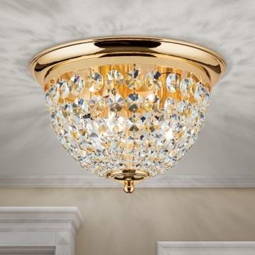 Lampa sufitowa kryształowa PLAFOND 3xE27/40W/230V śr. 35 cm złoty