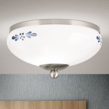 Lampa sufitowa LANDHAUS 1xE27/60W/230V śr. 21 cm matowy chrom/biała