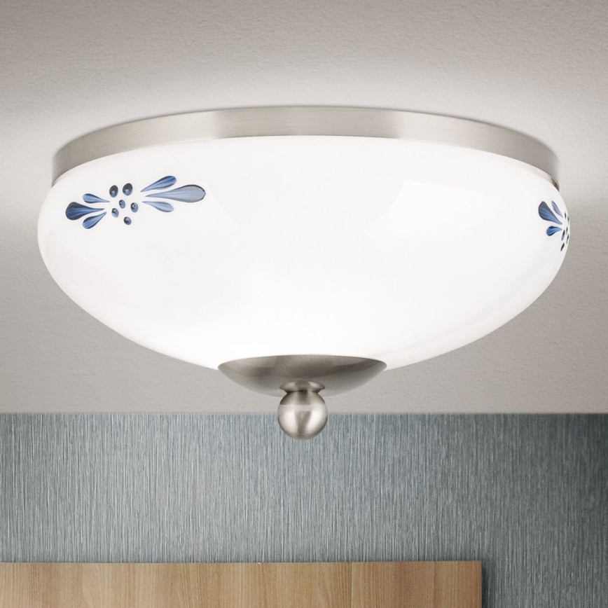 Lampa sufitowa LANDHAUS 1xE27/60W/230V śr. 21 cm matowy chrom/biała