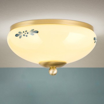 Lampa sufitowa LANDHAUS 1xE27/60W/230V śr. 21 cm mosiężna/beżowa/niebieska