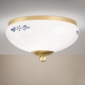 Lampa sufitowa LANDHAUS 1xE27/60W/230V, średnica 21 cm, mosiądz/biały/niebieski