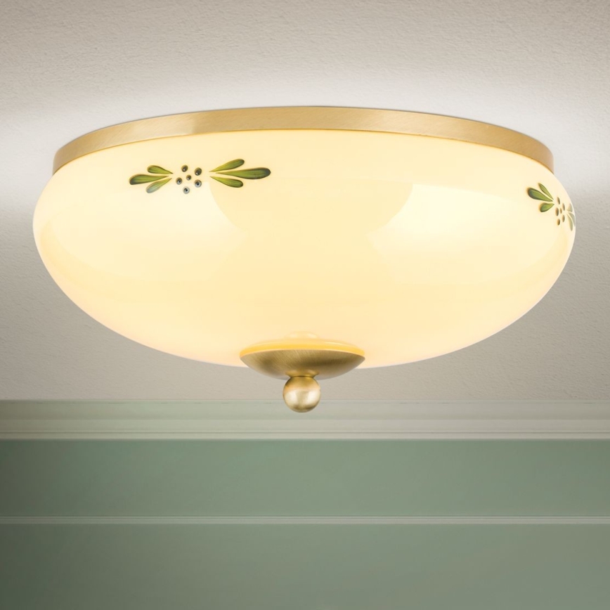 Lampa sufitowa LANDHAUS 2xE27/60W/230V śr. 28 cm brąz/beżowa