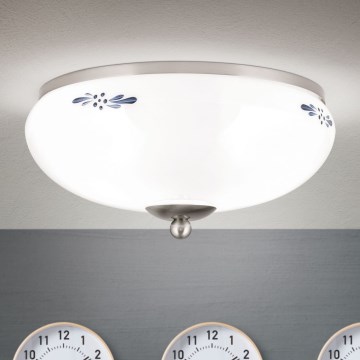 Lampa sufitowa LANDHAUS 2xE27/60W/230V, średnica 28 cm, matowy chrom/biały/niebieski