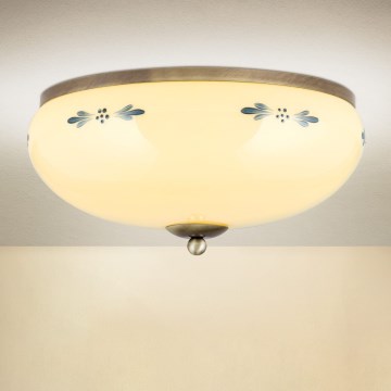 Lampa sufitowa LANDHAUS 3xE27/60W/230V Ø 35 cm brązowy/beżowy/niebieski