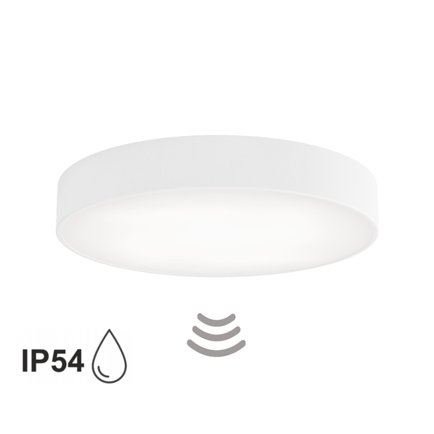 Lampa sufitowa łazienkowa z czujnikiem CLEO 4xE27/24W/230V śr. 50 cm IP54 biała
