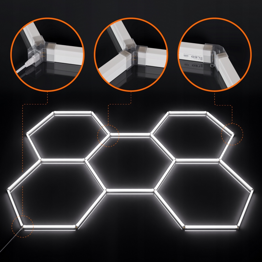 Lampa sufitowa LED HEXAGON/240W/85-265V 6500K 298x209 cm CRI 90 IP44 biała
