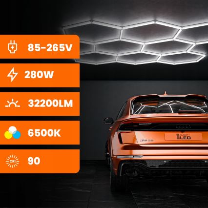 Lampa sufitowa LED HEXAGON LED/280W/85-265V 6500K 313x298 cm CRI 90 IP54 biała