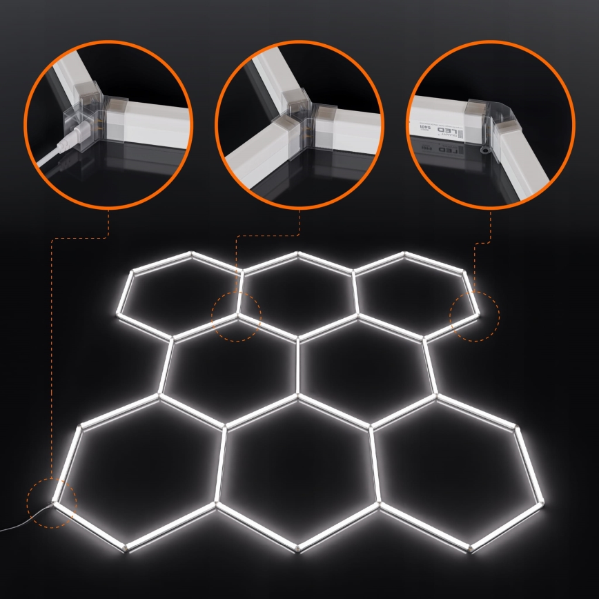 Lampa sufitowa LED HEXAGON LED/280W/85-265V 6500K 313x298 cm CRI 90 IP54 biała