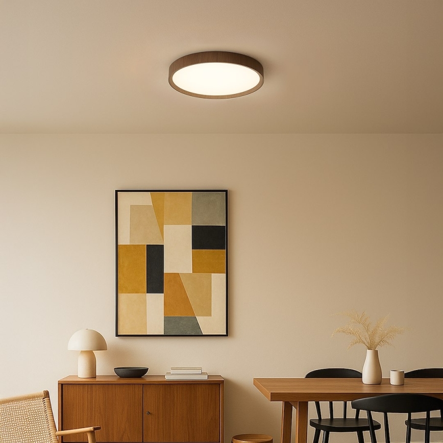 Lampa sufitowa LED FOREST, 24 W, 230 V, średnica 39 cm, brązowa