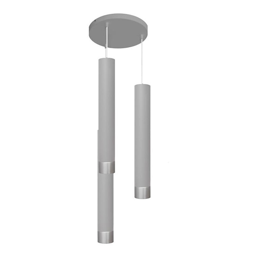 Lampa sufitowa LED na linkach TUBA 3xGU10/4,8W/230V szara/błyszczący chrom