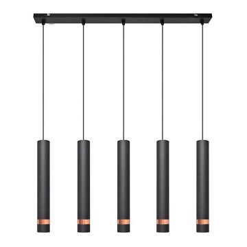 Lampa sufitowa LED na linkach TUBA 5xGU10/6,5W/230V czarna/miedziana