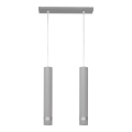 Lampa sufitowa LED na linkę TUBA 2xGU10/4,8W/230V szara/błyszczący chrom