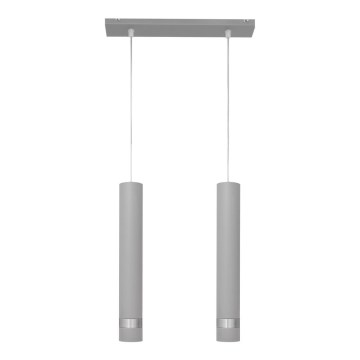 Lampa sufitowa LED na linkę TUBA 2xGU10/4,8W/230V szara/błyszczący chrom